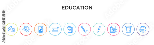 education concept 10 outline colorful icons