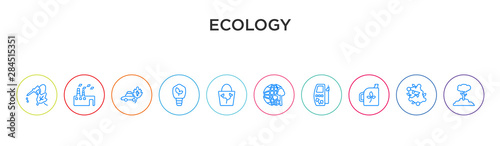 ecology concept 10 outline colorful icons