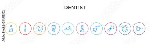 dentist concept 10 outline colorful icons