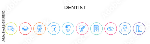dentist concept 10 outline colorful icons