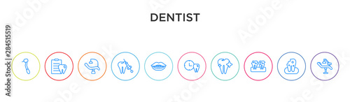 dentist concept 10 outline colorful icons