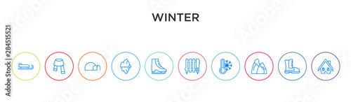 winter concept 10 outline colorful icons