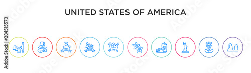 united states of america concept 10 outline colorful icons