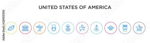 united states of america concept 10 outline colorful icons