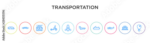 transportation concept 10 outline colorful icons