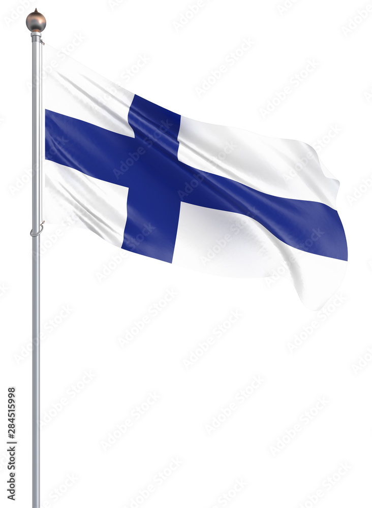 Finland flag blowing in the wind. Background texture. 3d rendering, wave. - Illustration. Isolated on white. Finland flag blowing in the wind. Background texture. 3d rendering, wave. - Illustration. Isolated on white.