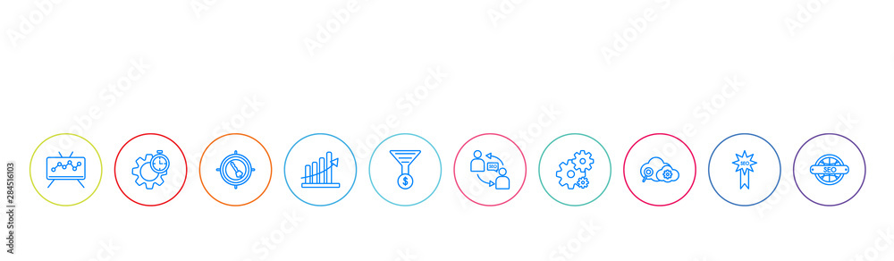 seo concept 10 outline colorful icons