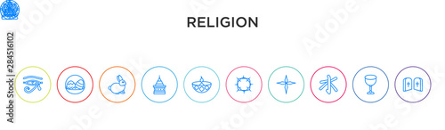 religion concept 10 outline colorful icons