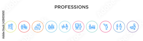 professions concept 10 outline colorful icons