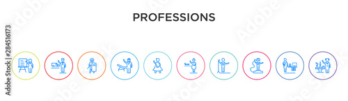 professions concept 10 outline colorful icons