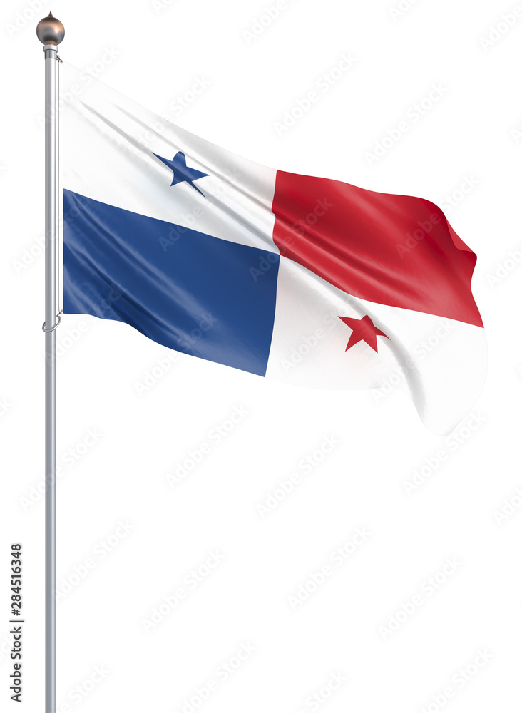Panama flag blowing in the wind. Background texture. 3d rendering, wave. Isolated on white. Panama flag blowing in the wind. Background texture. 3d rendering, wave. Isolated on white.