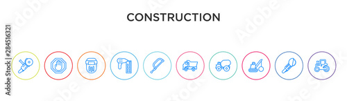 construction concept 10 outline colorful icons