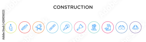 construction concept 10 outline colorful icons