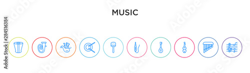 music concept 10 outline colorful icons