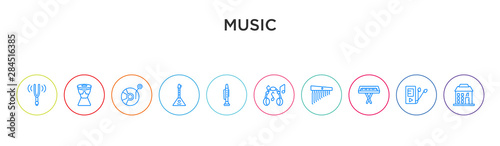 music concept 10 outline colorful icons