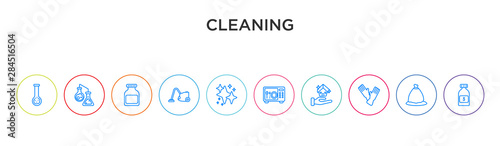 cleaning concept 10 outline colorful icons