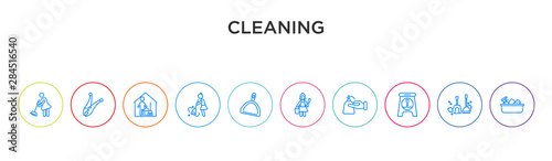 cleaning concept 10 outline colorful icons