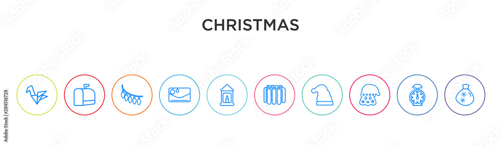 christmas concept 10 outline colorful icons christmas concept 10 outline colorful icons