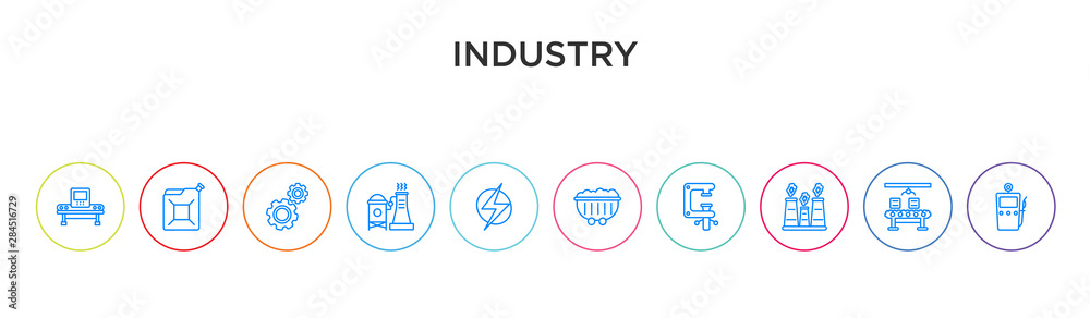 industry concept 10 outline colorful icons