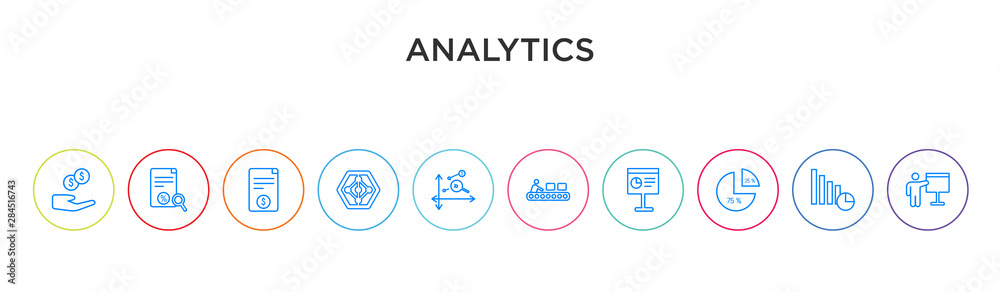 analytics concept 10 outline colorful icons analytics concept 10 outline colorful icons