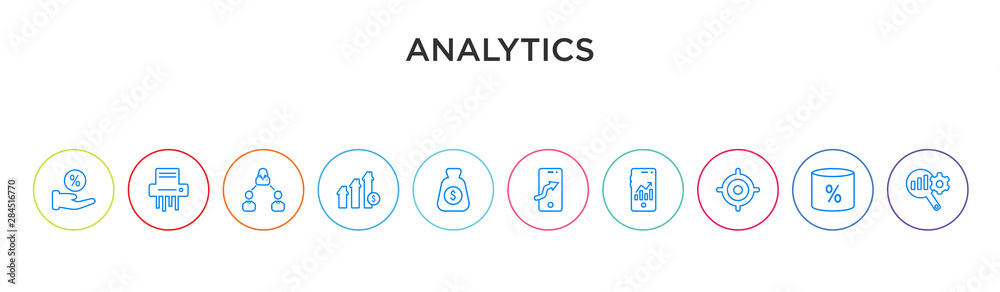 analytics concept 10 outline colorful icons analytics concept 10 outline colorful icons