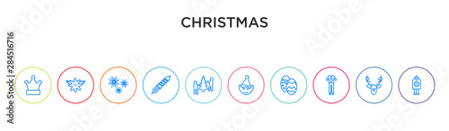 christmas concept 10 outline colorful icons