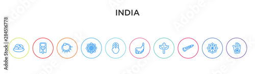 india concept 10 outline colorful icons photo