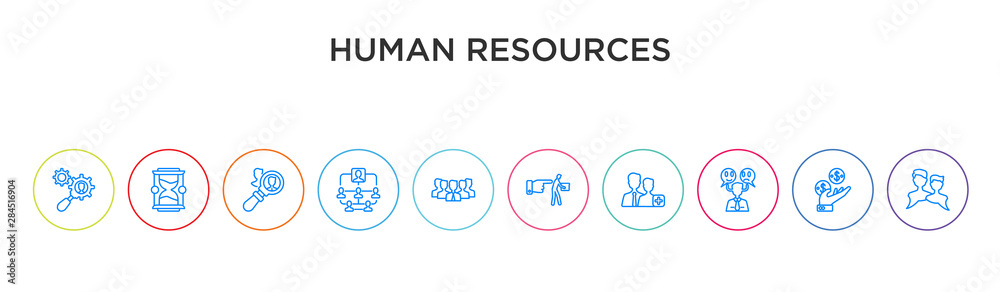 human resources concept 10 outline colorful icons human resources concept 10 outline colorful icons