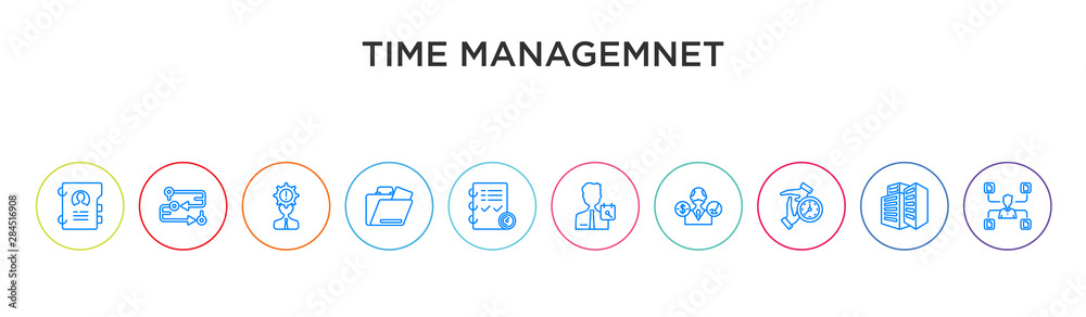 time managemnet concept 10 outline colorful icons time managemnet concept 10 outline colorful icons