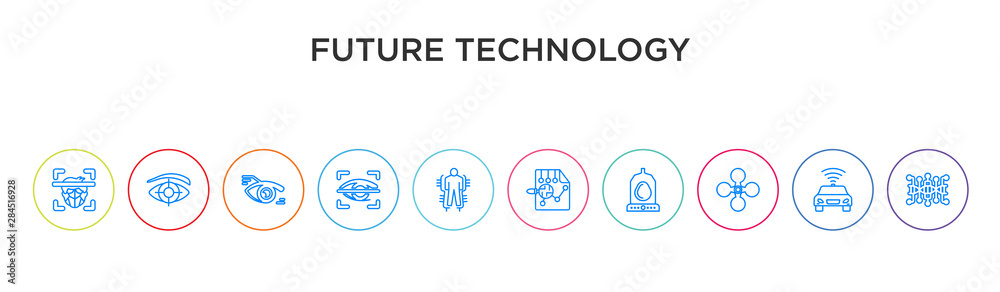 future technology concept 10 outline colorful icons future technology concept 10 outline colorful icons