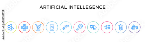 artificial intellegence concept 10 outline colorful icons