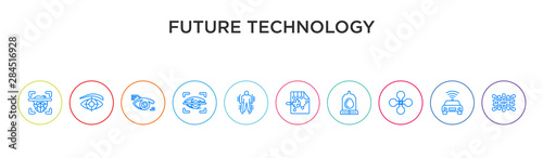 future technology concept 10 outline colorful icons