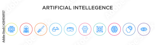 artificial intellegence concept 10 outline colorful icons