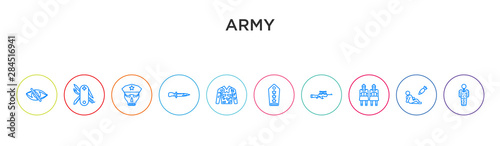 army concept 10 outline colorful icons photo