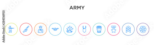 army concept 10 outline colorful icons