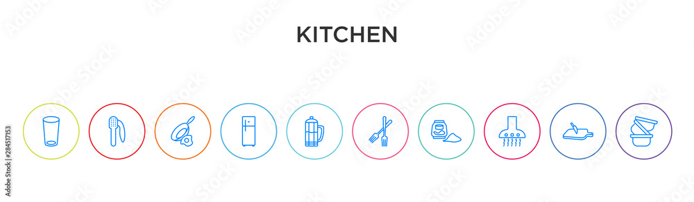 kitchen concept 10 outline colorful icons kitchen concept 10 outline colorful icons