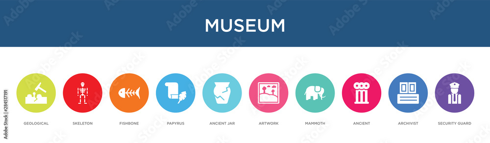 museum concept 10 colorful icons museum concept 10 colorful icons