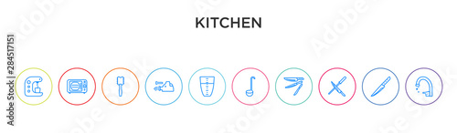 kitchen concept 10 outline colorful icons