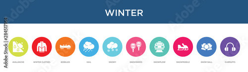 winter concept 10 colorful icons