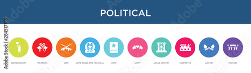 political concept 10 colorful icons