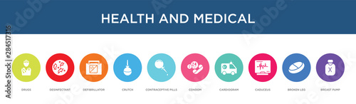 health and medical concept 10 colorful icons
