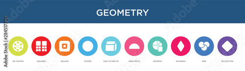geometry concept 10 colorful icons