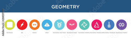 geometry concept 10 colorful icons