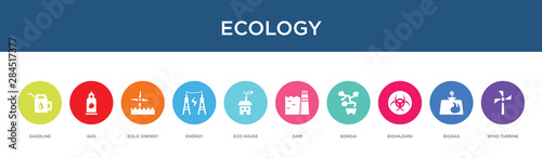 ecology concept 10 colorful icons