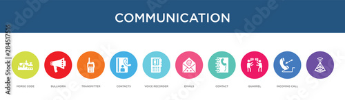 communication concept 10 colorful icons
