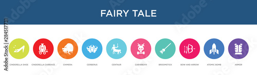 fairy tale concept 10 colorful icons
