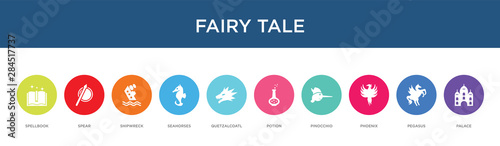 fairy tale concept 10 colorful icons