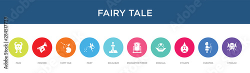 fairy tale concept 10 colorful icons