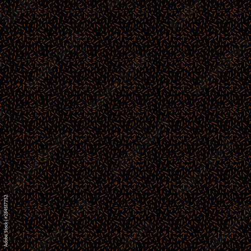 Seamless vector pattern of dots, strokes, lines on black background. Graphic abstract background. Hand-drawn scribbles. Laconic texture in minimalism. Black background