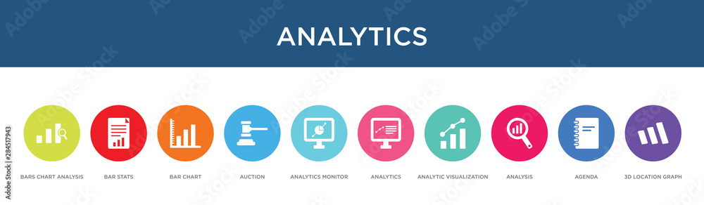 analytics concept 10 colorful icons analytics concept 10 colorful icons